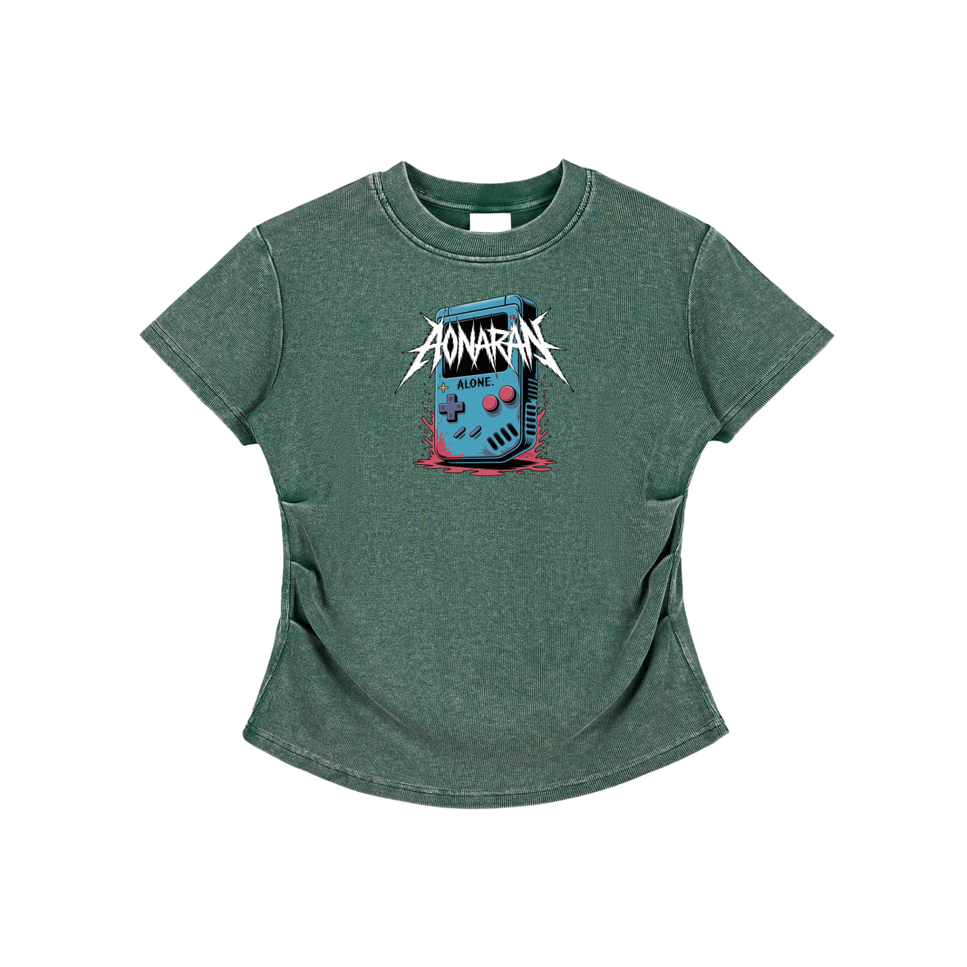 Aonaran GamerX Vintaged-Wash Bodycon Cotton T-Shirt