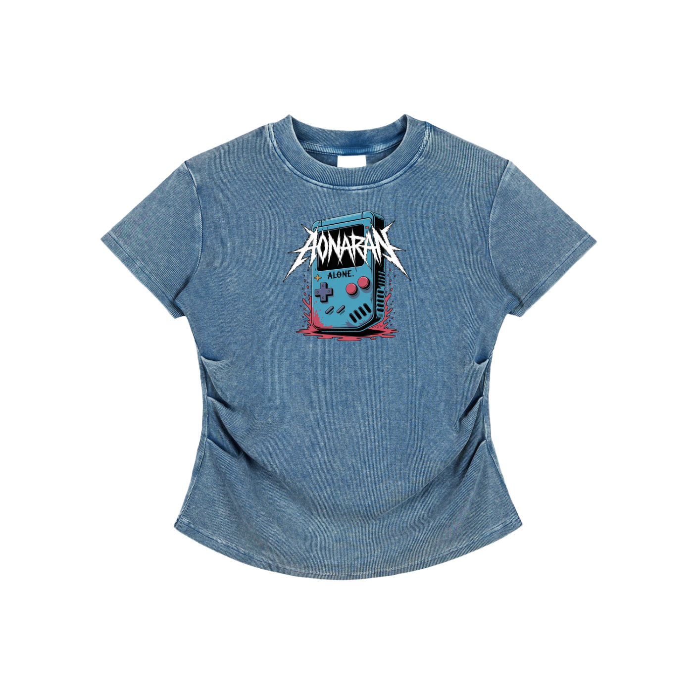 Aonaran GamerX Vintaged-Wash Bodycon Cotton T-Shirt