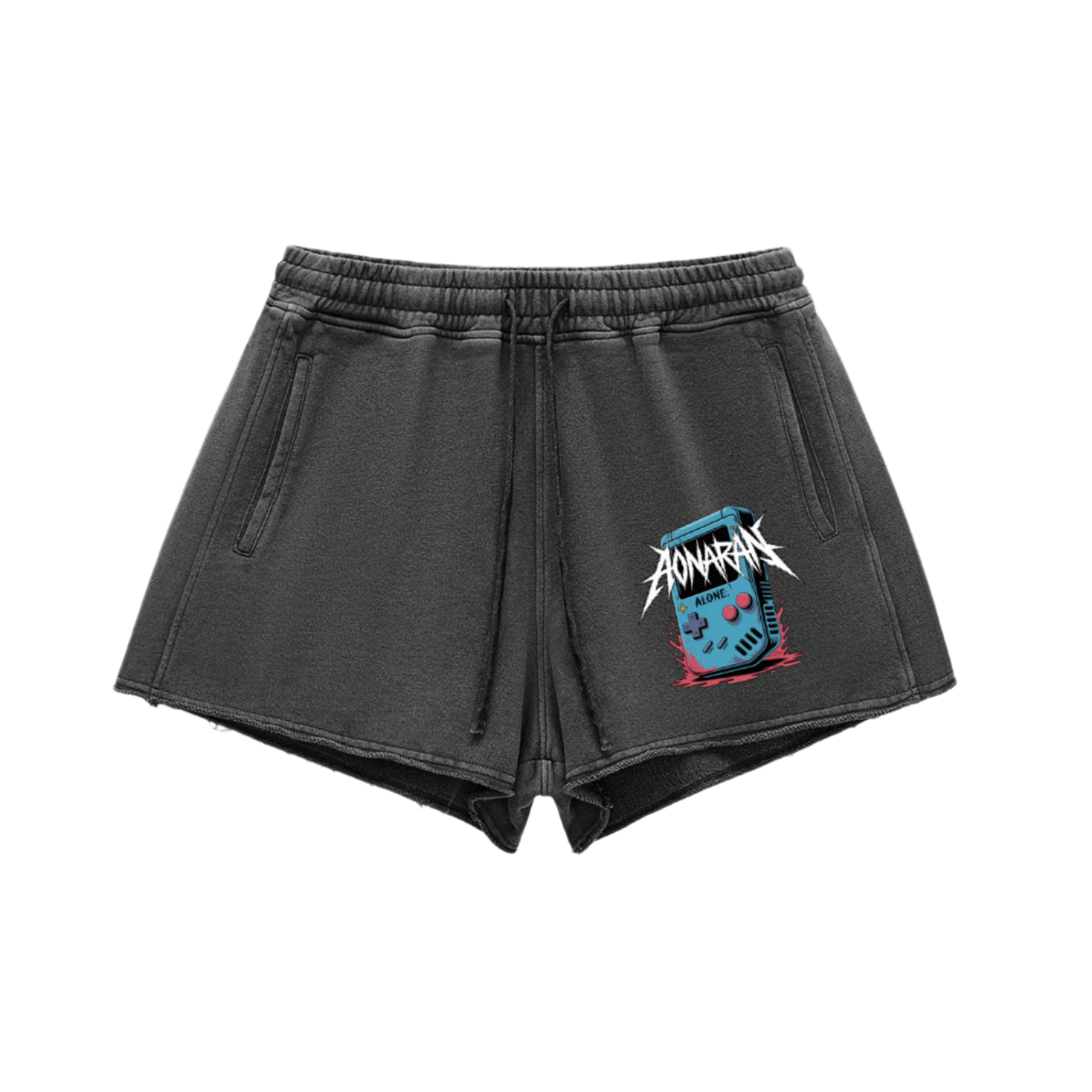 Aonaran GamerX Snow Washed Raw Edge Drawstring Shorts