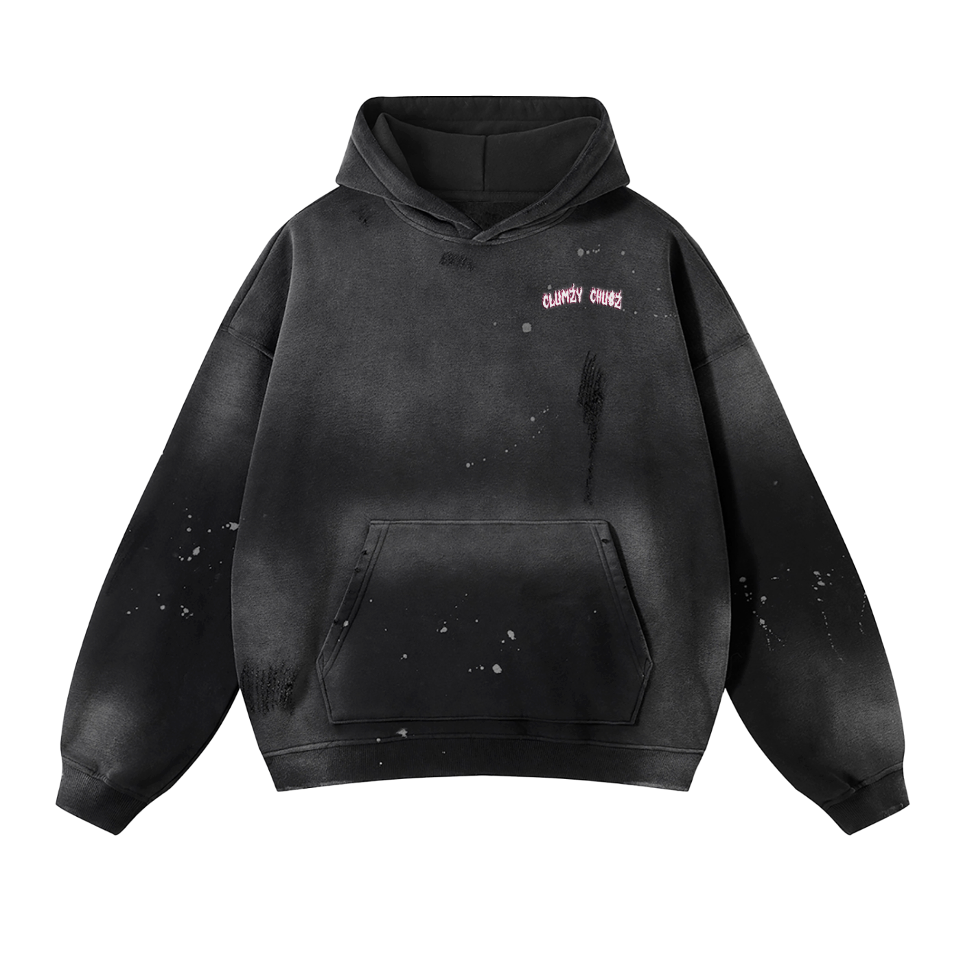 Clumzy Chubz Vintage Wash Frayed Fleece Hoodie