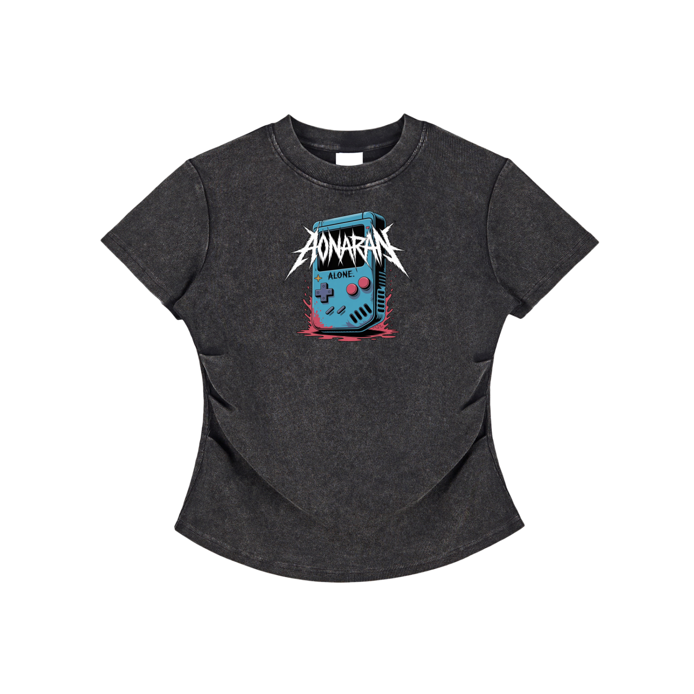 Aonaran GamerX Vintaged-Wash Bodycon Cotton T-Shirt