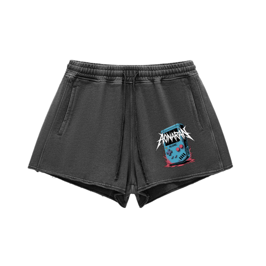 Aonaran GamerX Snow Washed Raw Edge Drawstring Shorts