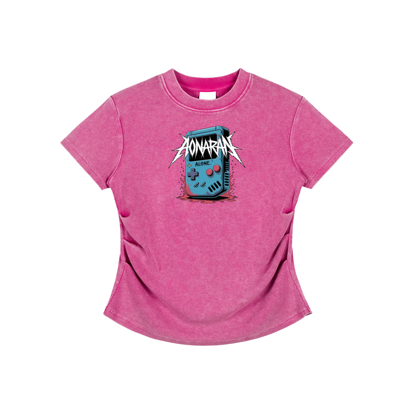 Aonaran GamerX Vintaged-Wash Bodycon Cotton T-Shirt