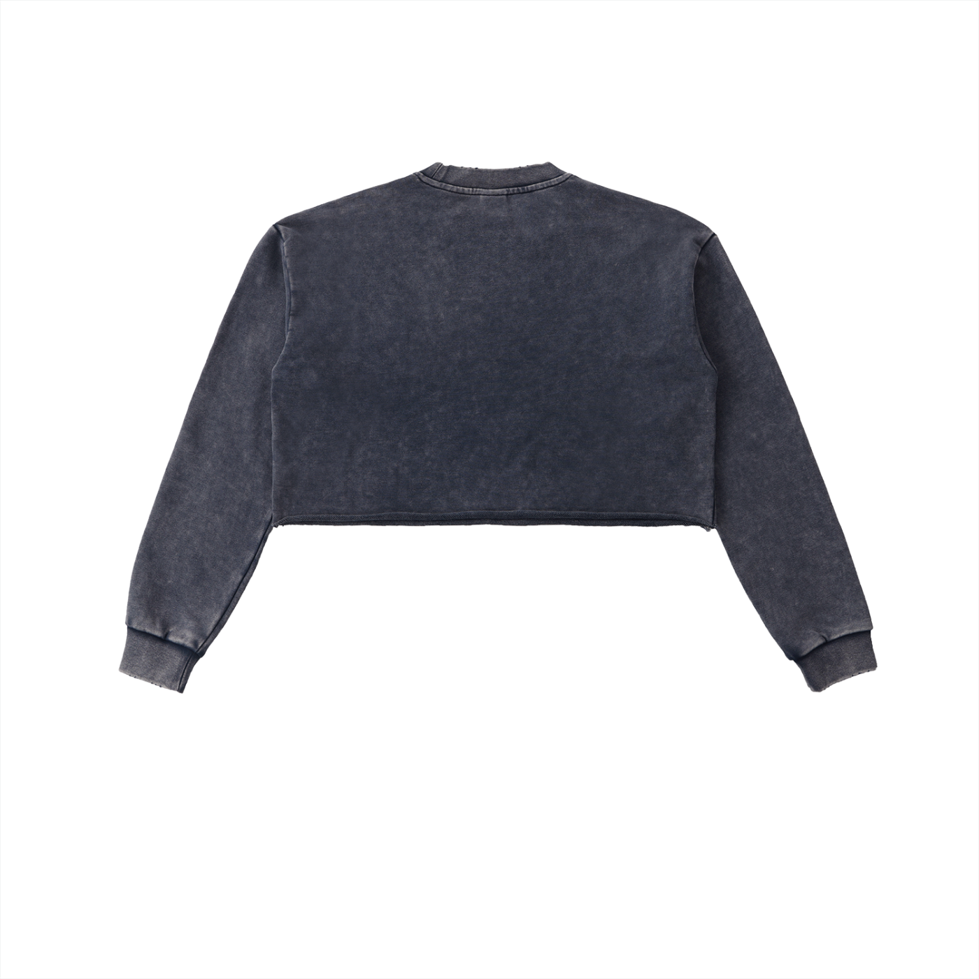 QueenSteph Snow Washed Raw Edge Cropped Sweatshirt