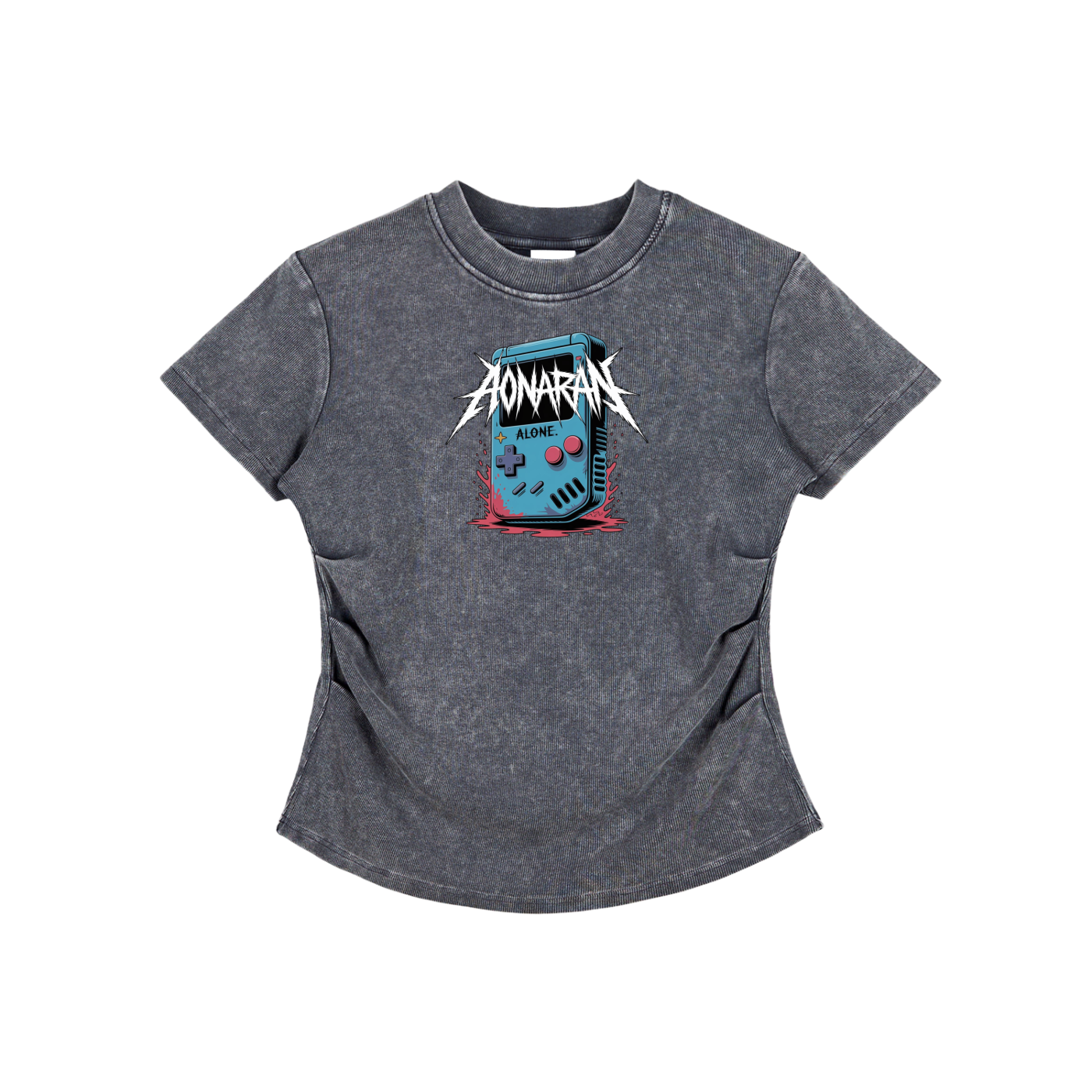 Aonaran GamerX Vintaged-Wash Bodycon Cotton T-Shirt
