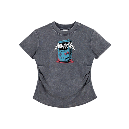 Aonaran GamerX Vintaged-Wash Bodycon Cotton T-Shirt