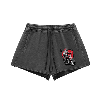 Aonaran Ace Snow Washed Raw Edge Drawstring Shorts