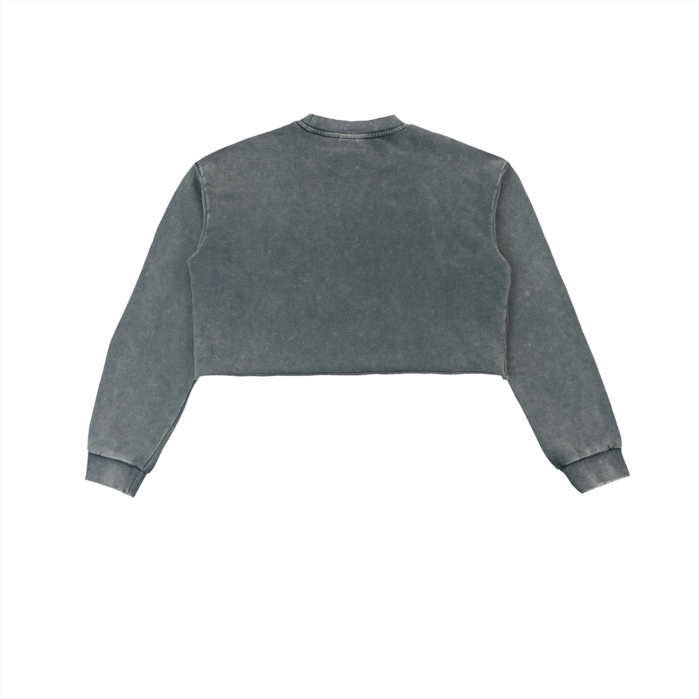 QueenSteph Snow Washed Raw Edge Cropped Sweatshirt